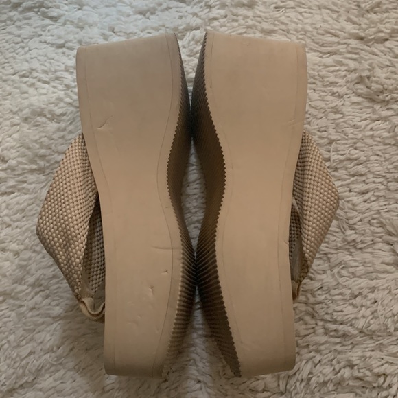 VINTAGE 90s Y2k Cream Platform Flip Flops - Picture 5 of 7